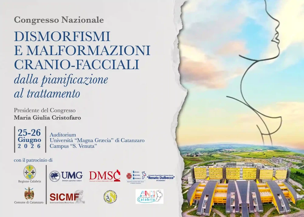 Locandina del Congresso Nazionale Dismorfismi e Malformazioni Cranio-Facciali, Catanzaro 25-26 giugno 2026